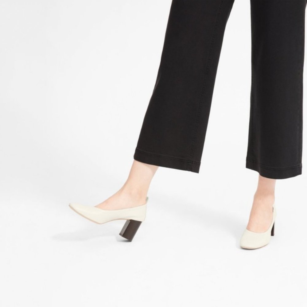 Everlane The Day Leather Block High Heel (In Bone)